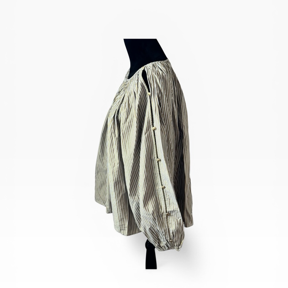 LOFT Cream and Black‎ Striped Peasant Blouse - Picture 7 of 12